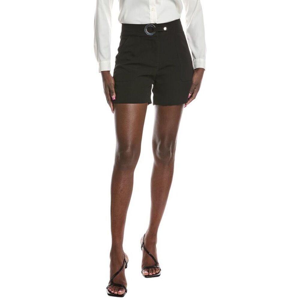 Gracia Womens Mid Front Circle Buckle Short, Black